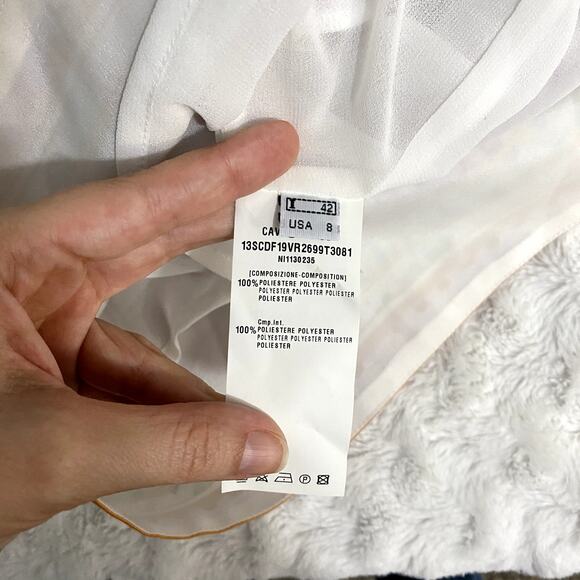 Roberto Cavalli Class White Purple Floral Split Neck Sleeveless Shift Dress 8 - Picture 5 of 10